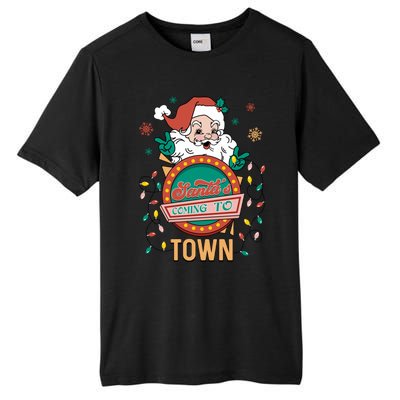 Christmas Santa Is Coming To Town Retro Christmas Pajamas Cute Gift Tall Fusion ChromaSoft Performance T-Shirt