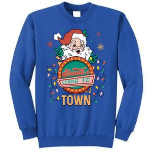 Christmas Santa Is Coming To Town Retro Christmas Pajamas Cute Gift Sweatshirt