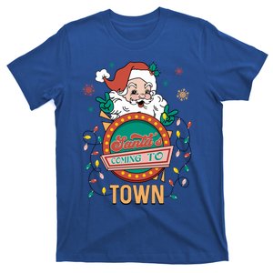 Christmas Santa Is Coming To Town Retro Christmas Pajamas Cute Gift T-Shirt