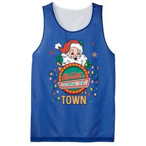 Christmas Santa Is Coming To Town Retro Christmas Pajamas Cute Gift Mesh Reversible Basketball Jersey Tank