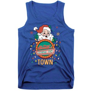 Christmas Santa Is Coming To Town Retro Christmas Pajamas Cute Gift Tank Top