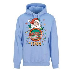 Christmas Santa Is Coming To Town Retro Christmas Pajamas Cute Gift Unisex Surf Hoodie