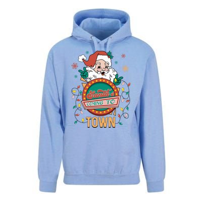 Christmas Santa Is Coming To Town Retro Christmas Pajamas Cute Gift Unisex Surf Hoodie