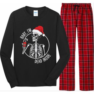 Christmas Skeleton Ing Coffee IM Dead Inside Gift Long Sleeve Pajama Set