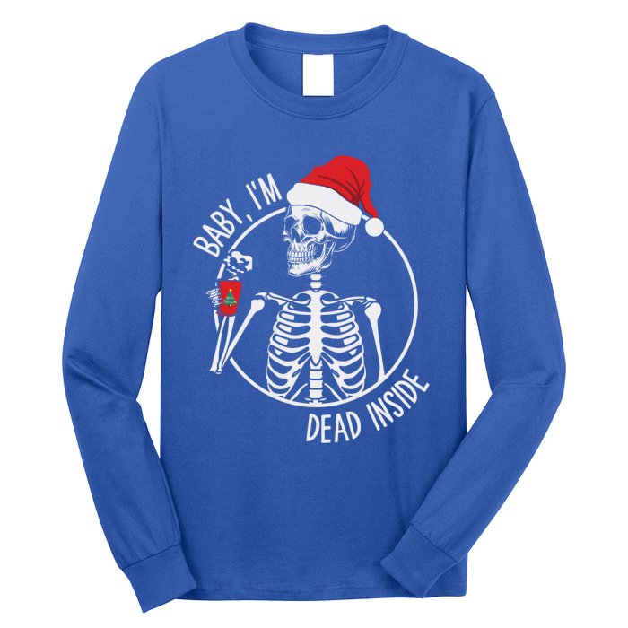 Christmas Skeleton Ing Coffee IM Dead Inside Gift Long Sleeve Shirt