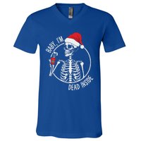 Christmas Skeleton Ing Coffee IM Dead Inside Gift V-Neck T-Shirt