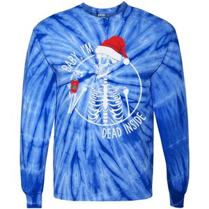 Christmas Skeleton Ing Coffee IM Dead Inside Gift Tie-Dye Long Sleeve Shirt