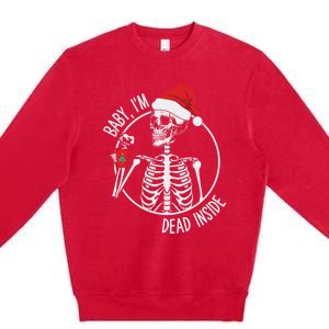 Christmas Skeleton Ing Coffee IM Dead Inside Gift Premium Crewneck Sweatshirt