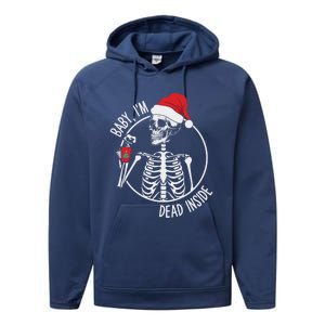 Christmas Skeleton Ing Coffee IM Dead Inside Gift Performance Fleece Hoodie