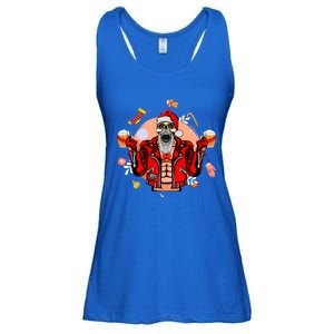 Christmas Skeleton Ing Beer Santa Claus Skeleton Gift Ladies Essential Flowy Tank