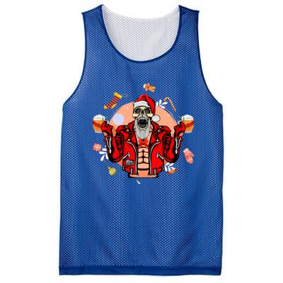 Christmas Skeleton Ing Beer Santa Claus Skeleton Gift Mesh Reversible Basketball Jersey Tank