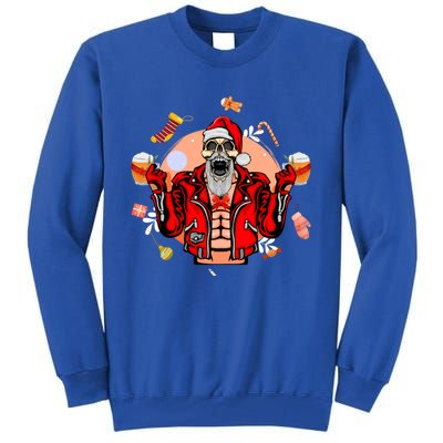 Christmas Skeleton Ing Beer Santa Claus Skeleton Gift Tall Sweatshirt