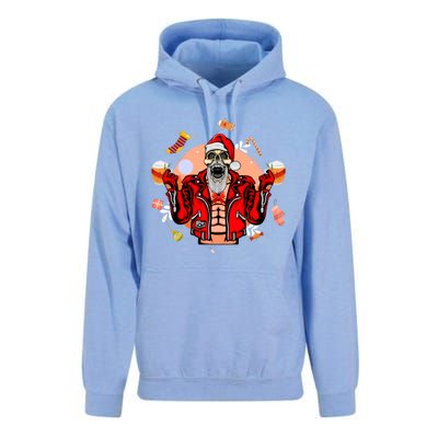 Christmas Skeleton Ing Beer Santa Claus Skeleton Gift Unisex Surf Hoodie