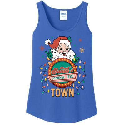 Christmas Santa Is Coming To Town Retro Christmas Pajamas Meaningful Gift Ladies Essential Tank