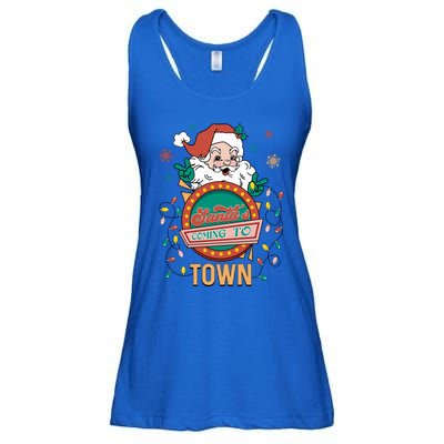 Christmas Santa Is Coming To Town Retro Christmas Pajamas Meaningful Gift Ladies Essential Flowy Tank