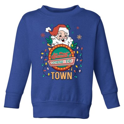 Christmas Santa Is Coming To Town Retro Christmas Pajamas Meaningful Gift Toddler Sweatshirt