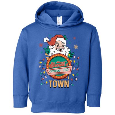 Christmas Santa Is Coming To Town Retro Christmas Pajamas Meaningful Gift Toddler Hoodie