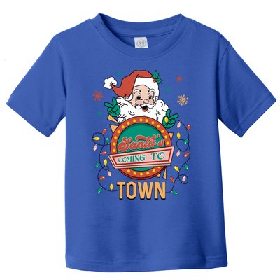 Christmas Santa Is Coming To Town Retro Christmas Pajamas Meaningful Gift Toddler T-Shirt