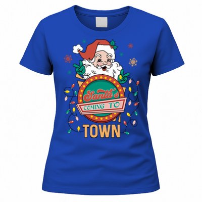 Christmas Santa Is Coming To Town Retro Christmas Pajamas Meaningful Gift Women's T-Shirt