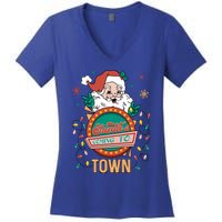 Christmas Santa Is Coming To Town Retro Christmas Pajamas Meaningful Gift Women's V-Neck T-Shirt