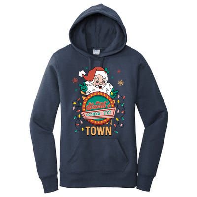 Christmas Santa Is Coming To Town Retro Christmas Pajamas Meaningful Gift Women's Pullover Hoodie