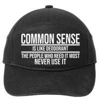 Common Sense Is Like Deodorant Funny 7-Panel Snapback Hat