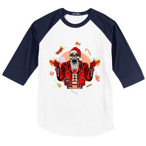 Christmas Skeleton Ing Beer Santa Claus Skeleton Cute Gift Baseball Sleeve Shirt