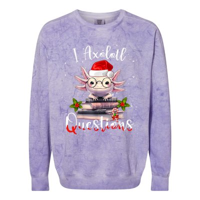 Christmas Santa I Axolotl Questions Cute Kawaii Axolotl Meme Colorblast Crewneck Sweatshirt