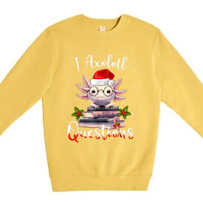 Christmas Santa I Axolotl Questions Cute Kawaii Axolotl Meme Premium Crewneck Sweatshirt