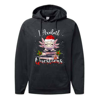 Christmas Santa I Axolotl Questions Cute Kawaii Axolotl Meme Performance Fleece Hoodie