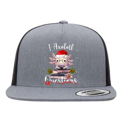 Christmas Santa I Axolotl Questions Cute Kawaii Axolotl Meme Flat Bill Trucker Hat