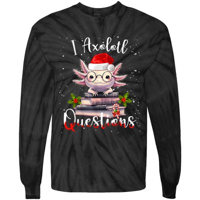 Christmas Santa I Axolotl Questions Cute Kawaii Axolotl Meme Tie-Dye Long Sleeve Shirt