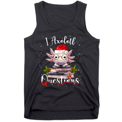 Christmas Santa I Axolotl Questions Cute Kawaii Axolotl Meme Tank Top