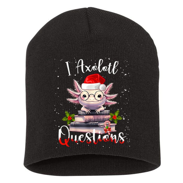 Christmas Santa I Axolotl Questions Cute Kawaii Axolotl Meme Short Acrylic Beanie