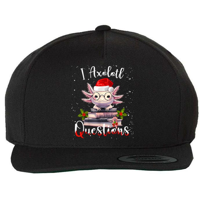 Christmas Santa I Axolotl Questions Cute Kawaii Axolotl Meme Wool Snapback Cap