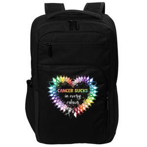 Cancer Sucks In Every Color Cancer Awareness Ribbons Heart Impact Tech Backpack