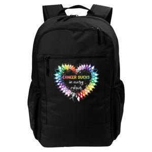 Cancer Sucks In Every Color Cancer Awareness Ribbons Heart Daily Commute Backpack