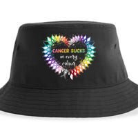 Cancer Sucks In Every Color Cancer Awareness Ribbons Heart Sustainable Bucket Hat