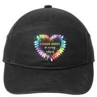 Cancer Sucks In Every Color Cancer Awareness Ribbons Heart 7-Panel Snapback Hat