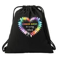 Cancer Sucks In Every Color Cancer Awareness Ribbons Heart Drawstring Bag