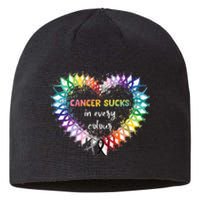 Cancer Sucks In Every Color Cancer Awareness Ribbons Heart Sustainable Beanie