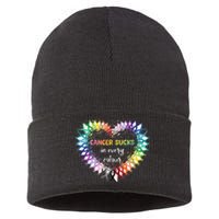 Cancer Sucks In Every Color Cancer Awareness Ribbons Heart Sustainable Knit Beanie