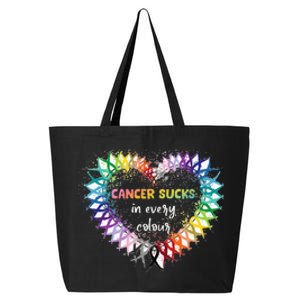 Cancer Sucks In Every Color Cancer Awareness Ribbons Heart 25L Jumbo Tote