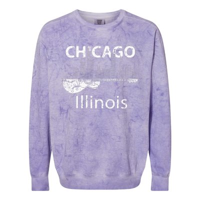 Chicago Souvenir Illinois Music Electric Guitar Colorblast Crewneck Sweatshirt