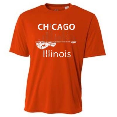 Chicago Souvenir Illinois Music Electric Guitar Cooling Performance Crew T-Shirt