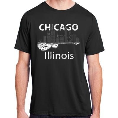 Chicago Souvenir Illinois Music Electric Guitar Adult ChromaSoft Performance T-Shirt