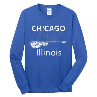 Chicago Souvenir Illinois Music Electric Guitar Tall Long Sleeve T-Shirt