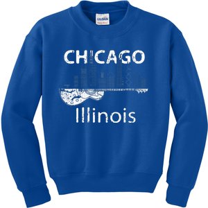 Chicago Souvenir Illinois Music Electric Guitar Kids Sweatshirt