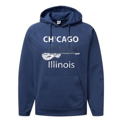 Chicago Souvenir Illinois Music Electric Guitar Performance Fleece Hoodie