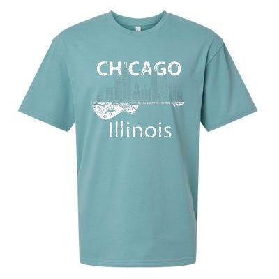 Chicago Souvenir Illinois Music Electric Guitar Sueded Cloud Jersey T-Shirt